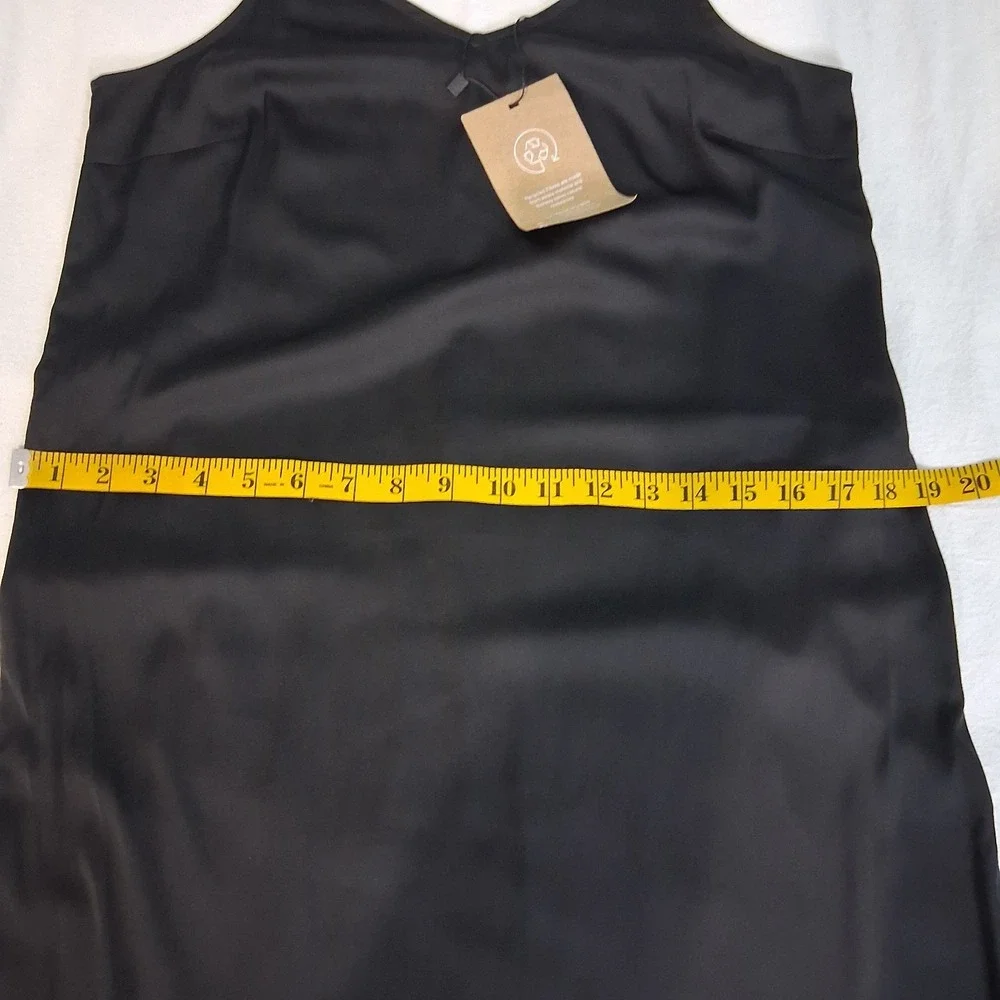 Vero Moda Black Matte Satin Adjustable Spaghetti Strap Maxi Dress Single Tier XS